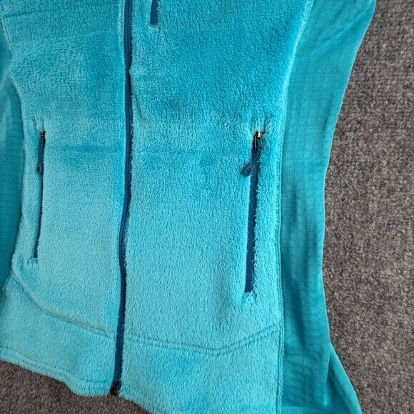 Patagonia Fleece Jacket Women Blue Fuzzy Soft Small Full Zip Pockets Logo Waffle - Picture 6 of 14